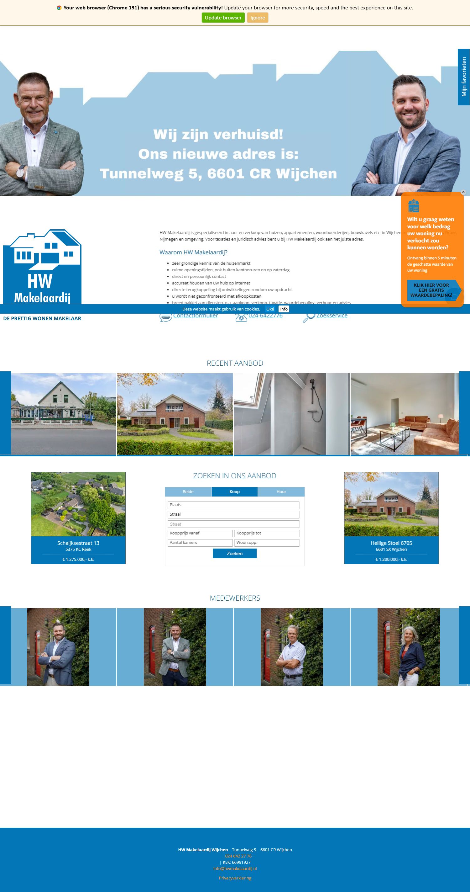 Screenshot van de website van www.hwmakelaardij.nl