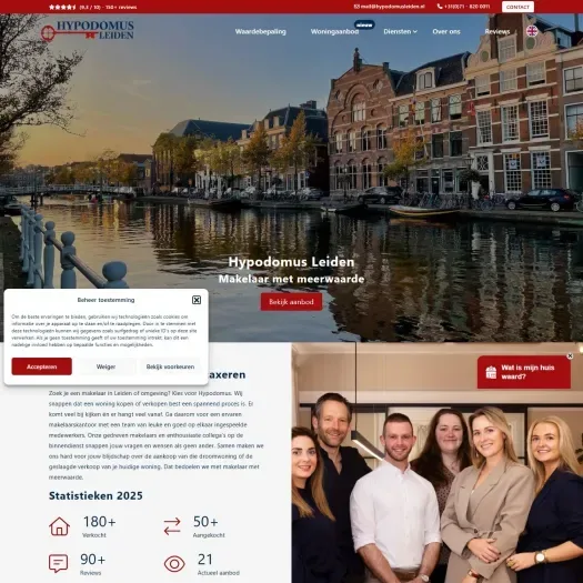 Screenshot van de website van www.hypodomusleiden.nl