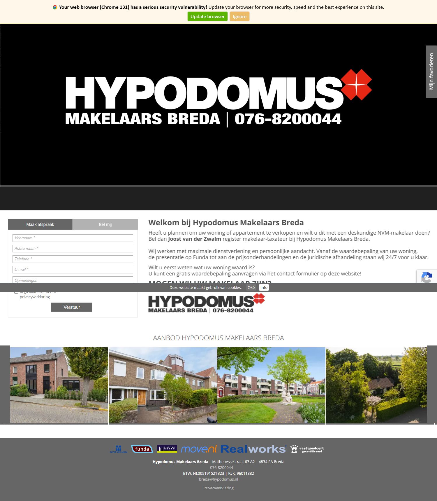 Screenshot of the website of www.hypodomus-breda.nl