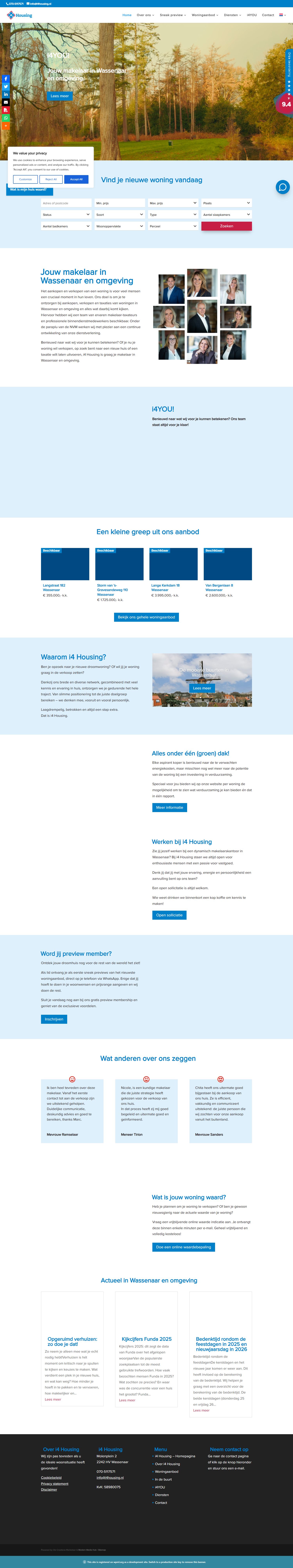 Screenshot der Website von www.i4housing.nl