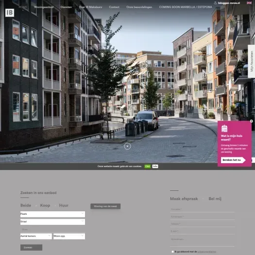 Screenshot of the website of www.ibmakelaars.nl