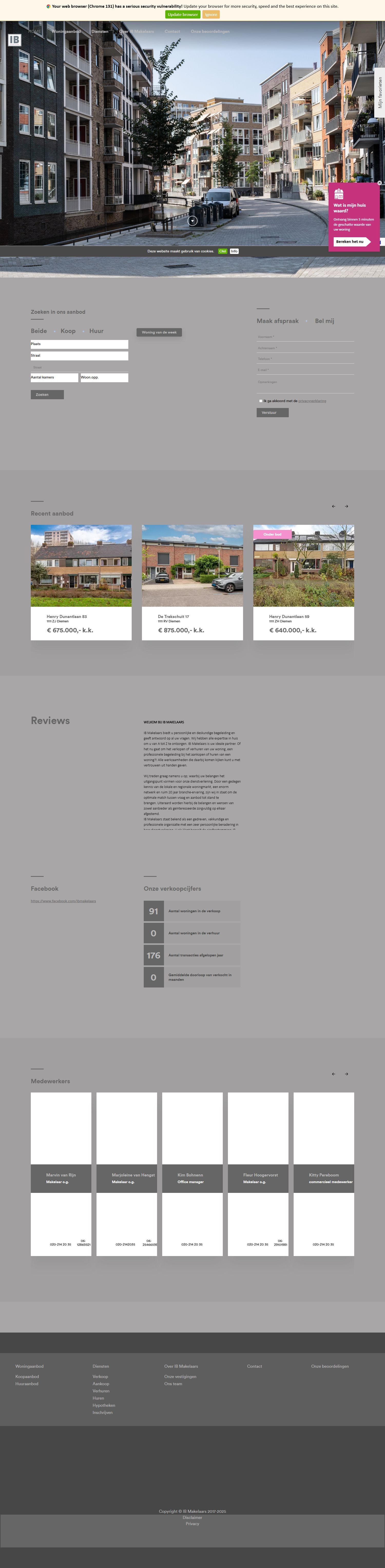 Screenshot of the website of www.ibmakelaars.nl