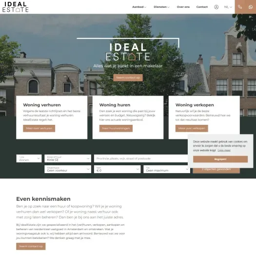 Screenshot van de website van www.idealestate.nl