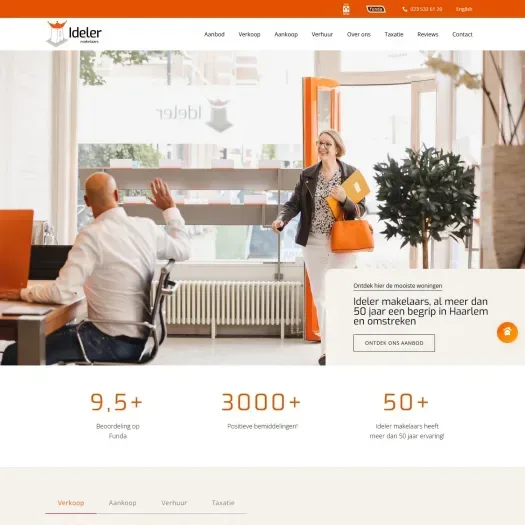 Screenshot van de website van www.idelermakelaars.nl