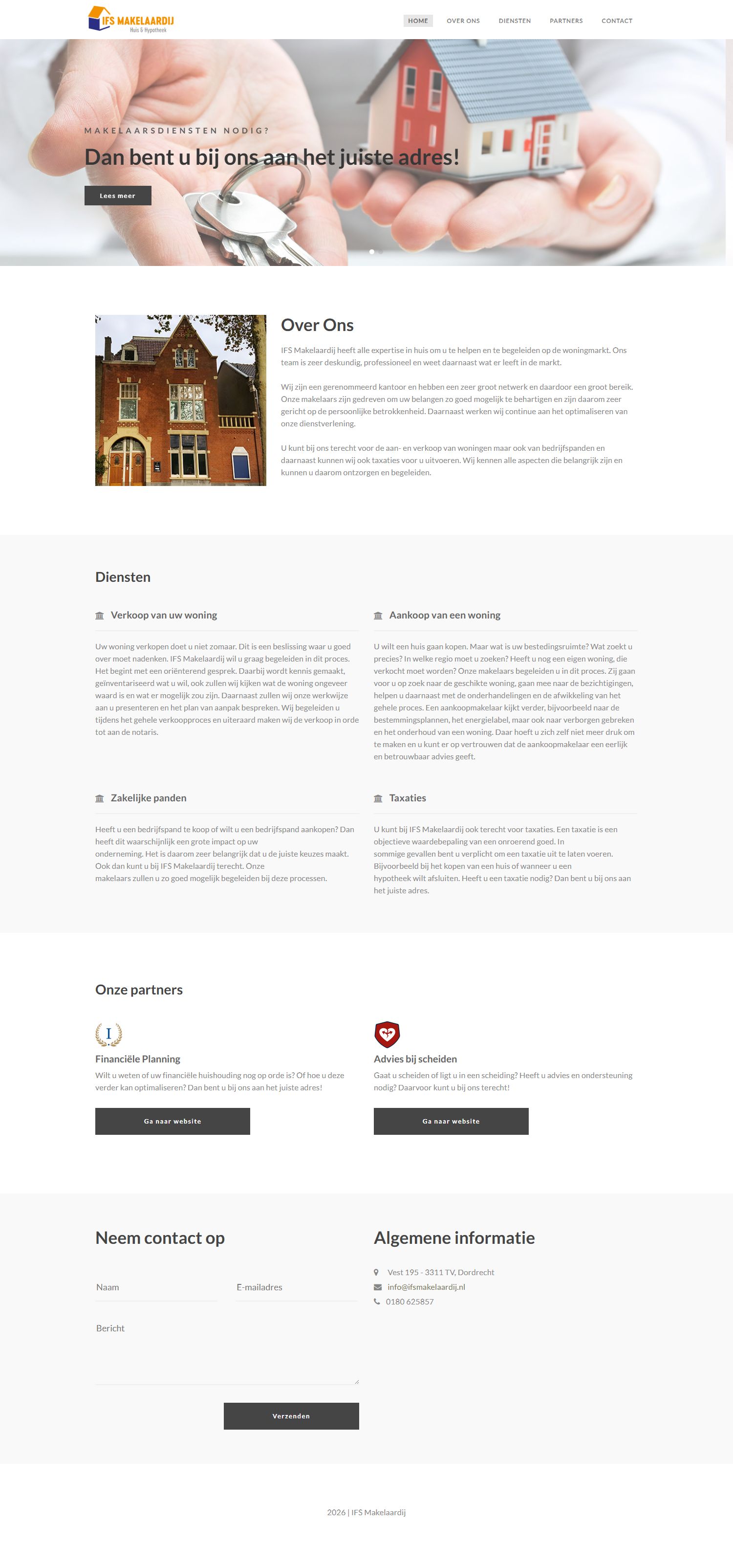 Screenshot van de website van www.ifsmakelaardij.nl