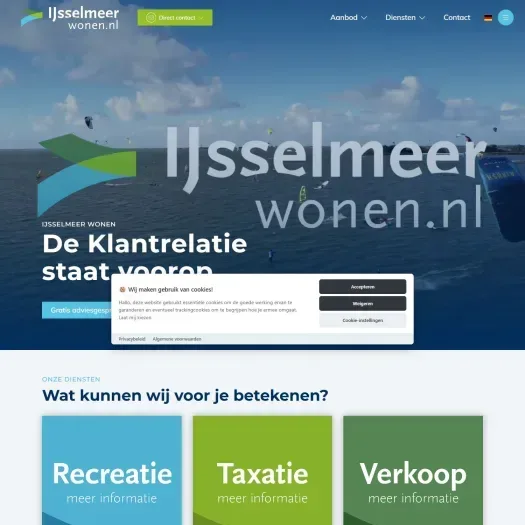 Screenshot of the website of www.ijsselmeerwonen.nl