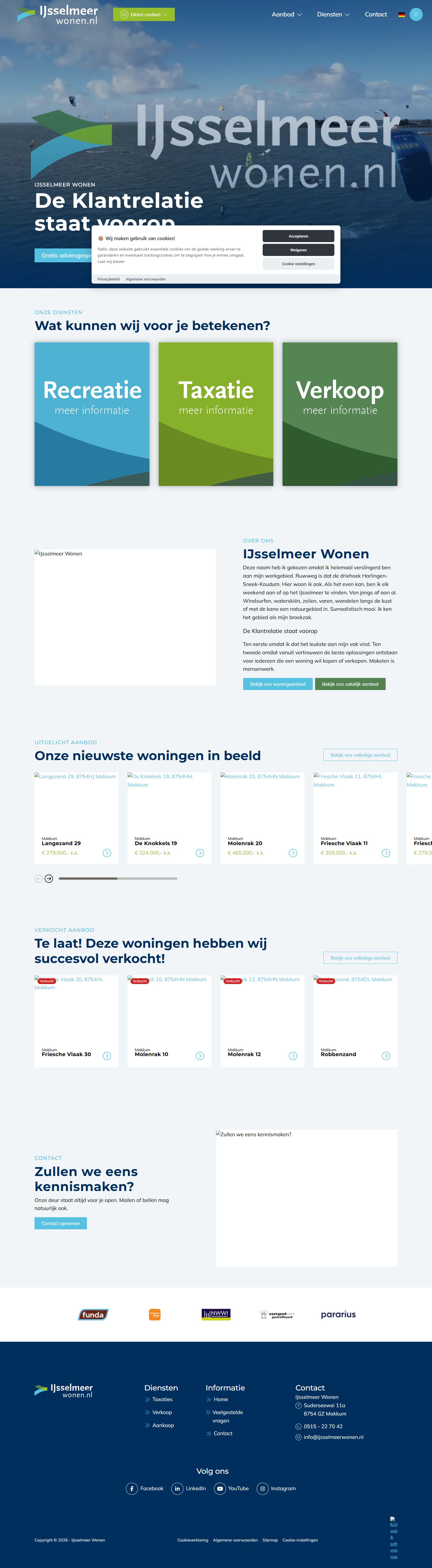 Screenshot van de website van www.ijsselmeerwonen.nl