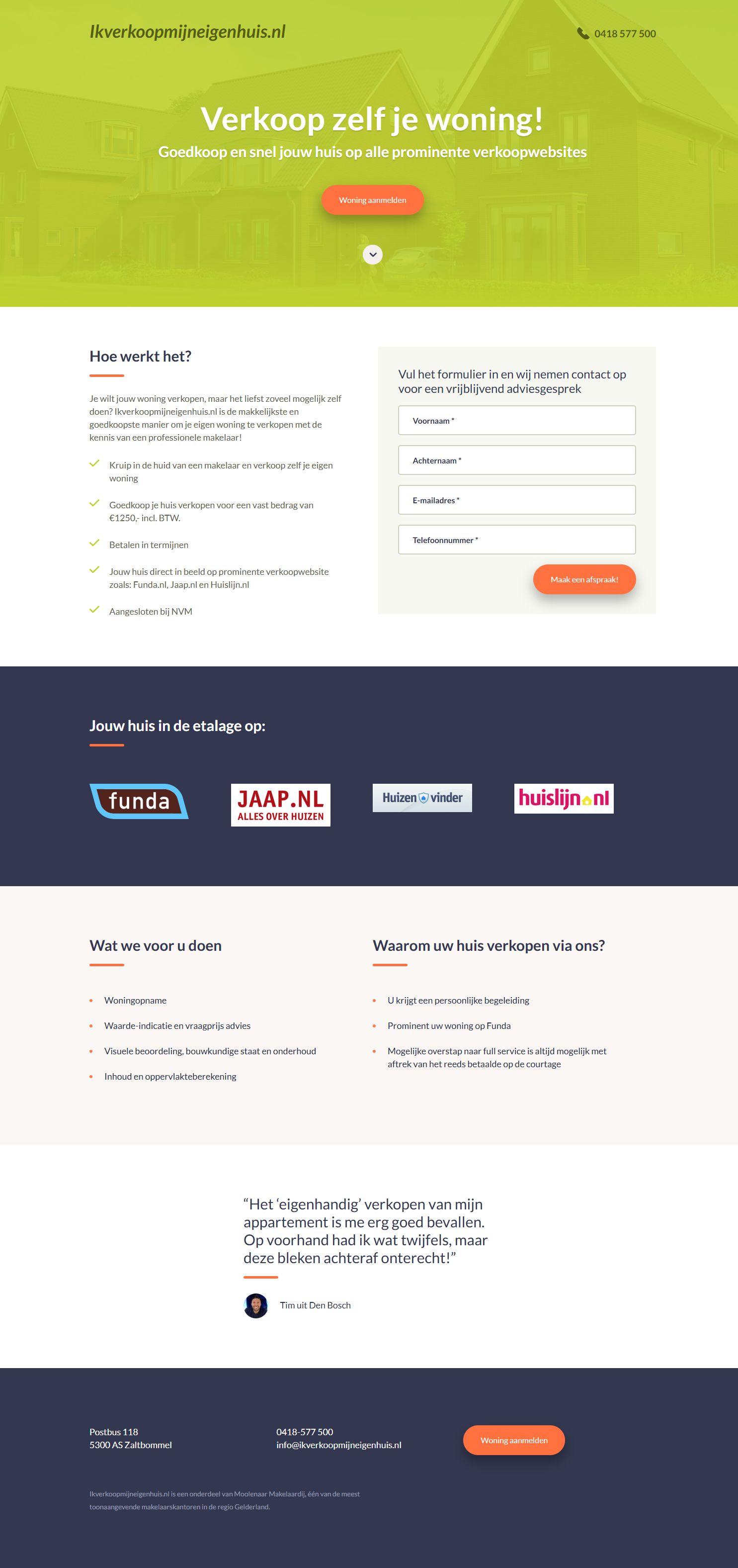 Screenshot der Website von www.ikverkoopmijneigenhuis.nl