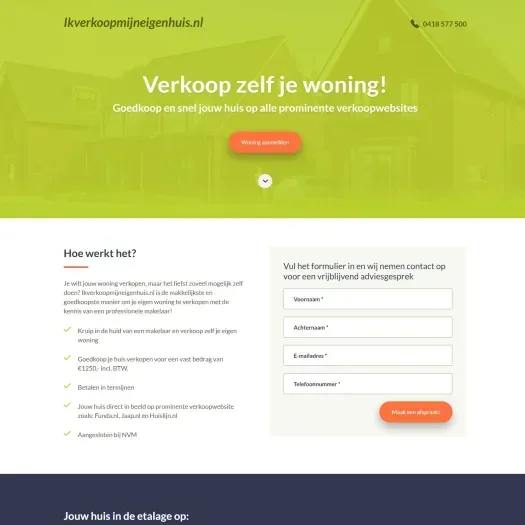 Screenshot van de website van www.ikverkoopmijneigenhuis.nl