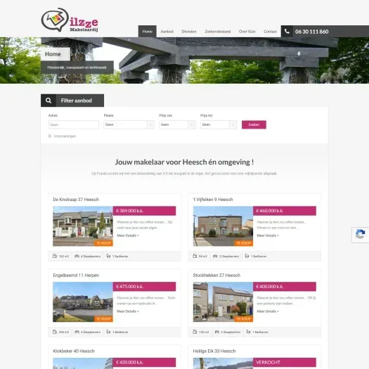 Screenshot van de website van ilzze.nl