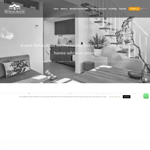 Screenshot van de website van www.imhomerentals.com