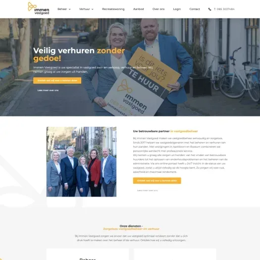 Screenshot der Website von immenvastgoed.nl