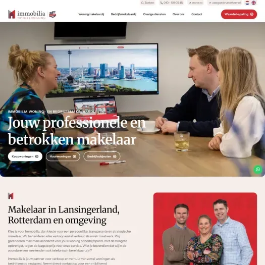 Screenshot van de website van www.immobilia.nl
