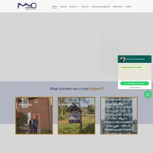Screenshot of the website of immocasa.nl