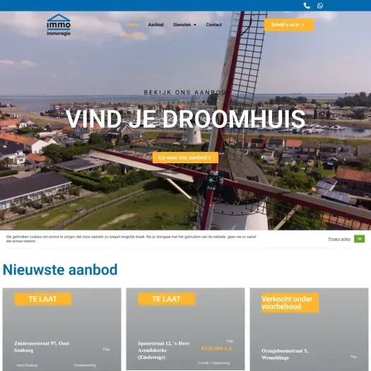Screenshot of the website of www.immoregio.nl