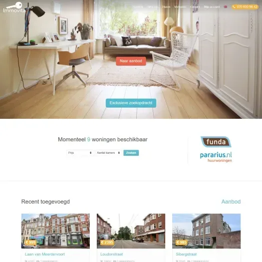 Screenshot van de website van www.immovita.nl