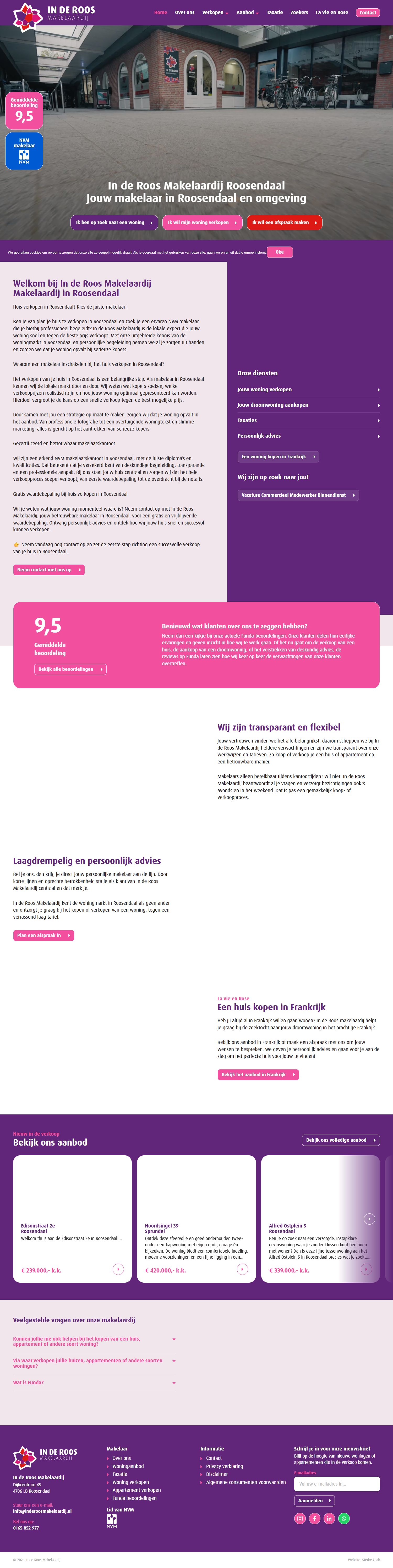 Screenshot der Website von www.inderoosmakelaardij.nl