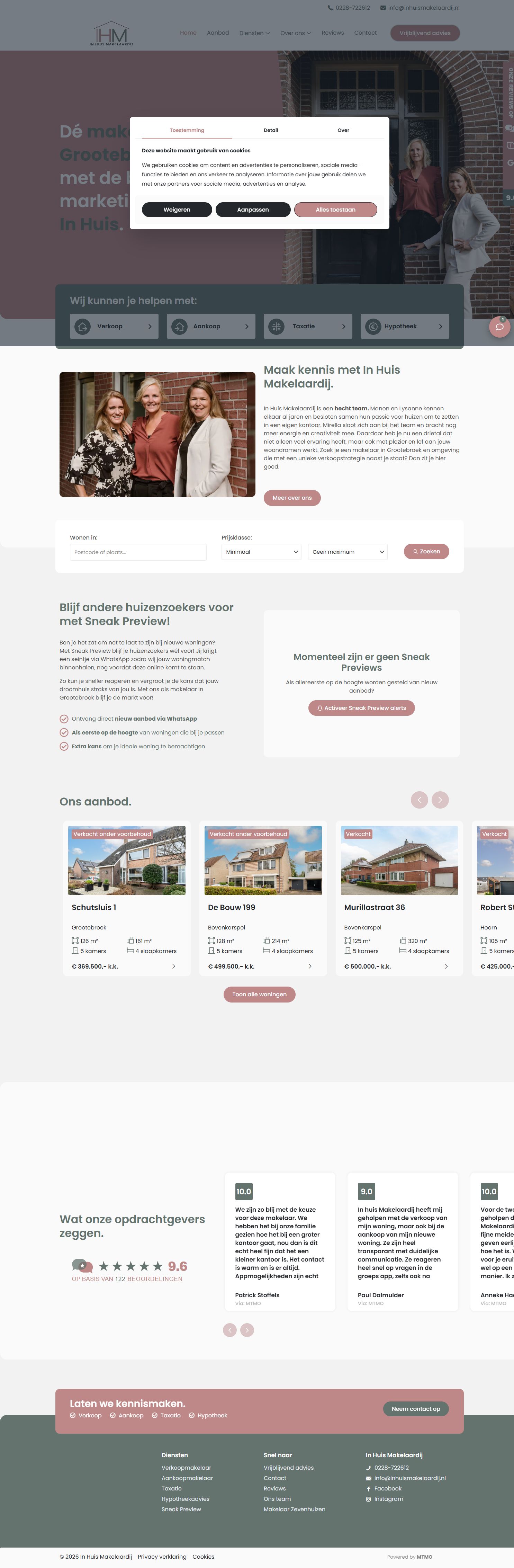 Screenshot der Website von www.inhuismakelaardij.nl