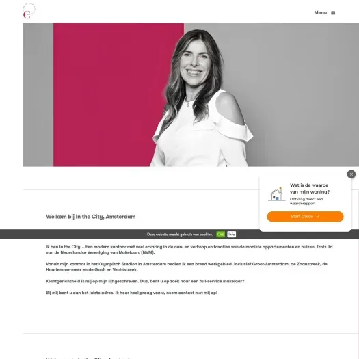 Screenshot of the website of www.inthecity.nl