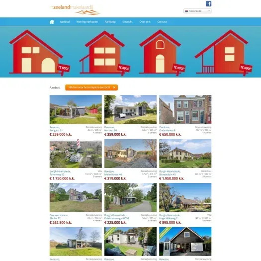 Screenshot van de website van www.inzeelandmakelaardij.nl
