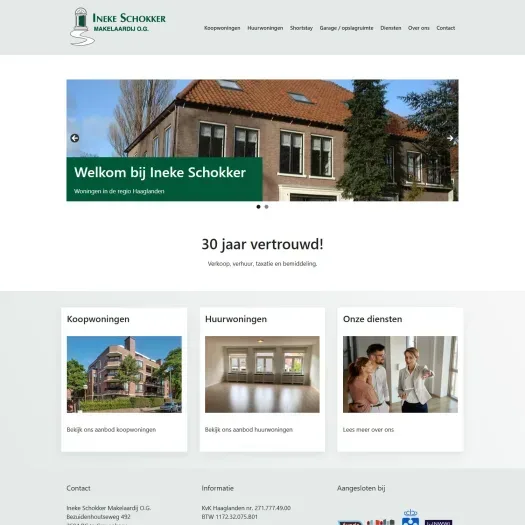 Screenshot van de website van www.schokkermakelaardij.nl