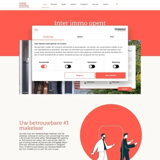 Screenshot der Website von www.interimmo.nl