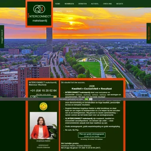 Screenshot van de website van www.interconnectmakelaardij.nl