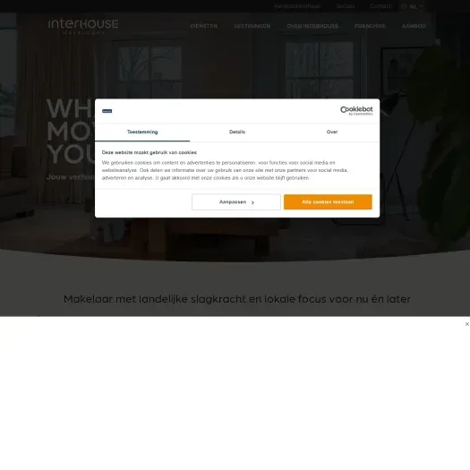 Screenshot van de website van www.interhouse.nl