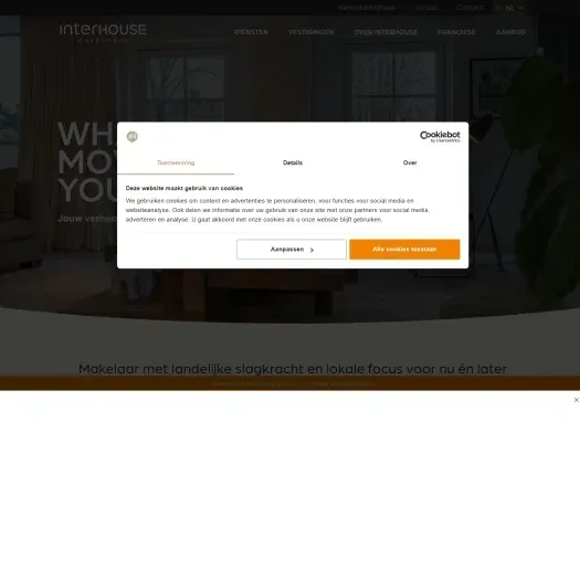 Screenshot of the website of interhouse.nl