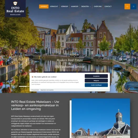 Screenshot of the website of www.intorealestatemakelaars.nl