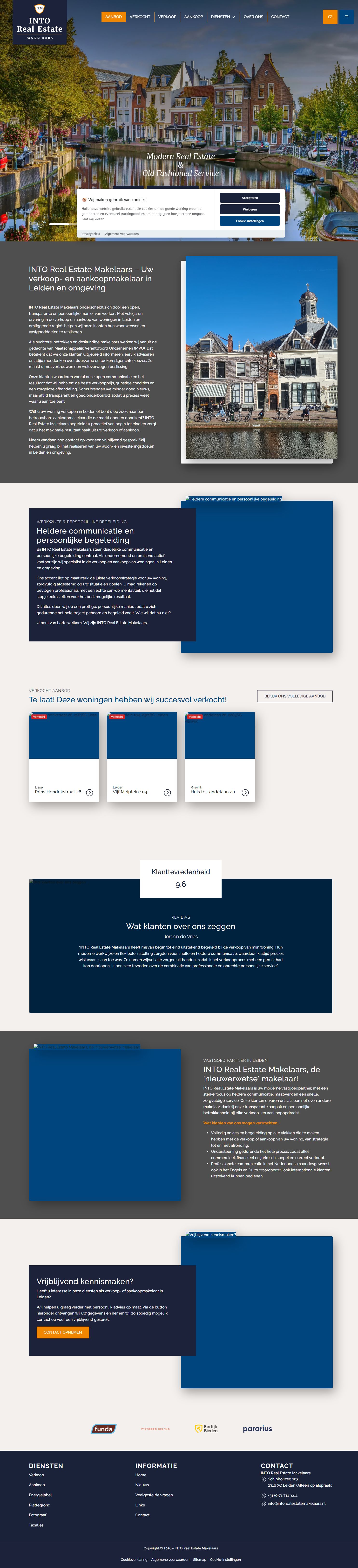 Screenshot der Website von www.intorealestatemakelaars.nl