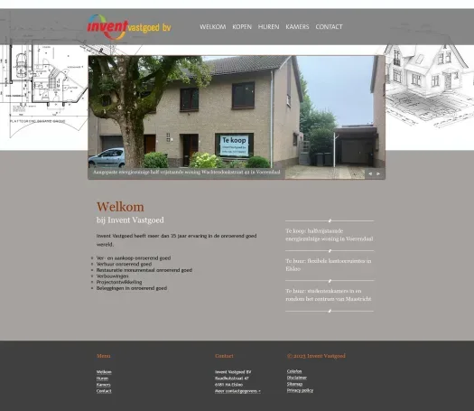 Screenshot of the website of www.inventvastgoed.com
