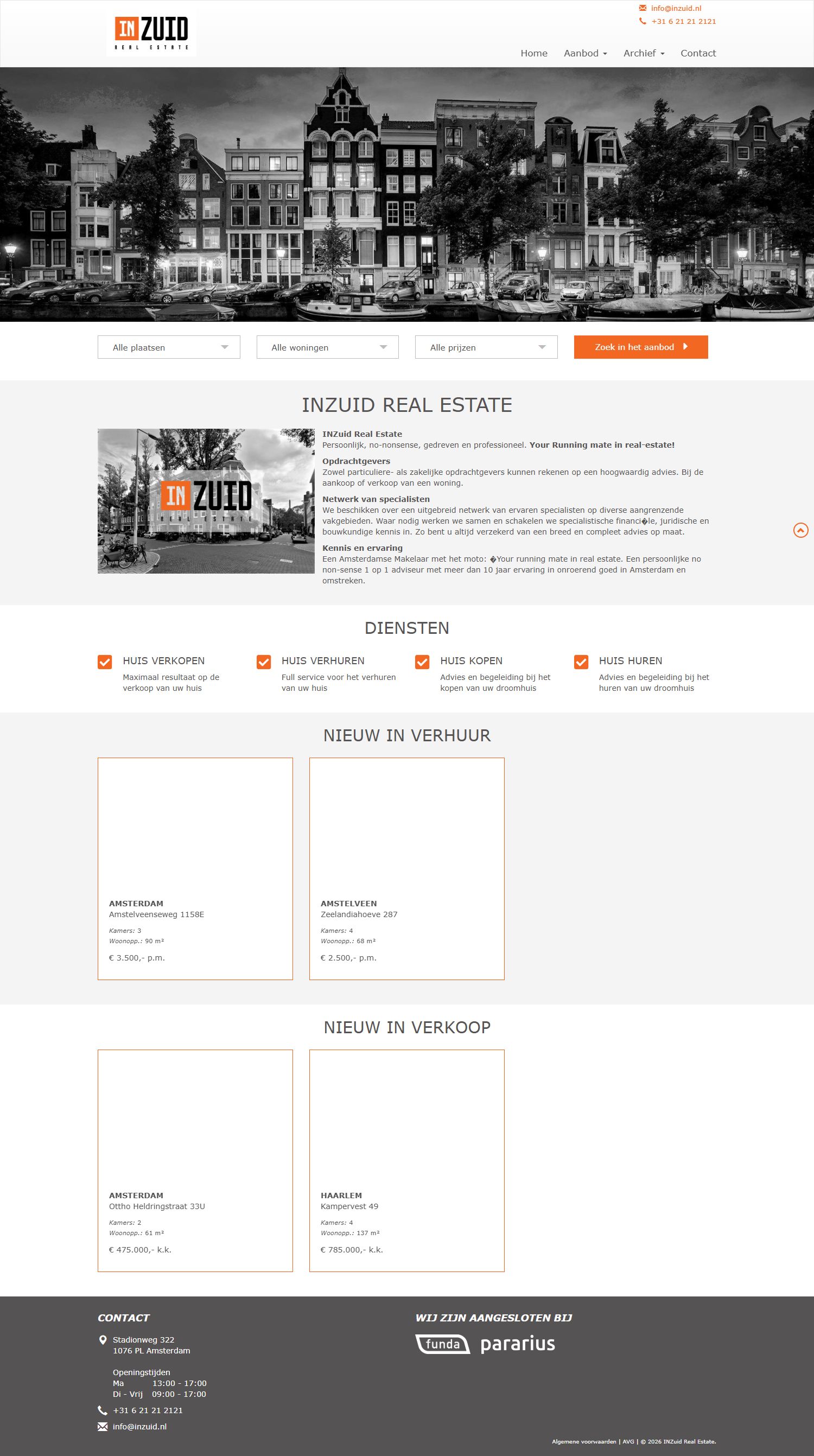 Screenshot van de website van www.inzuid.nl