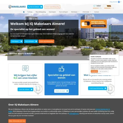 Screenshot van de website van www.iqmakelaarsalmere.nl