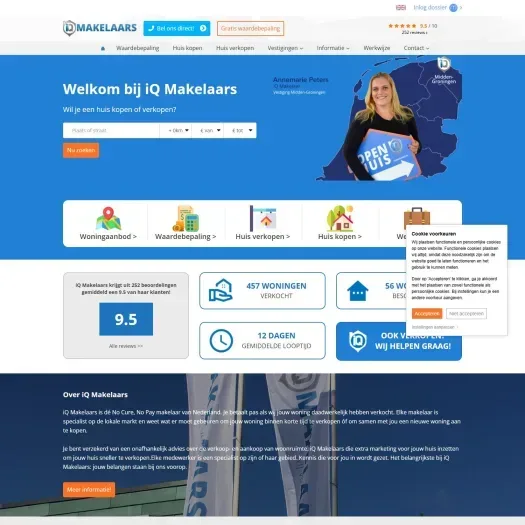 Screenshot van de website van www.iqmakelaars.nl
