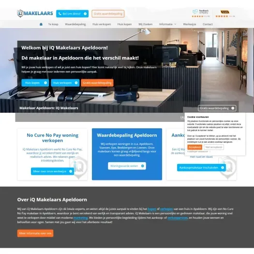 Screenshot van de website van www.iqmakelaarsapeldoorn.nl