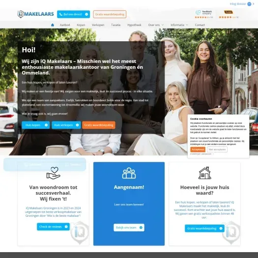 Screenshot van de website van www.iqmakelaarsgroningen.nl