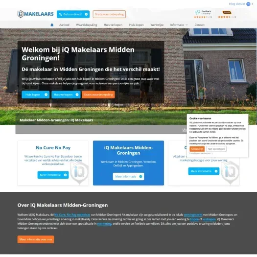 Screenshot of the website of www.iqmakelaarsmidden-groningen.nl