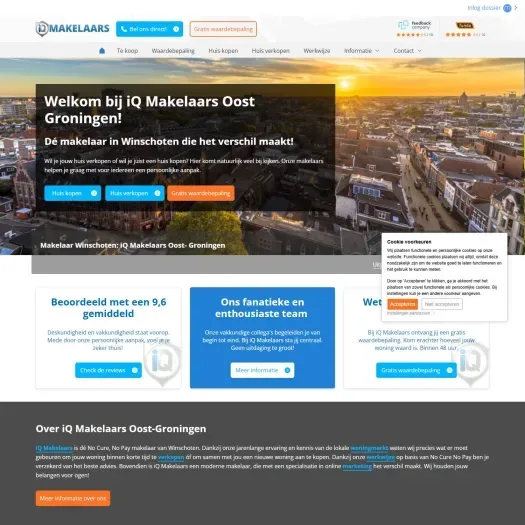 Screenshot van de website van iqmakelaarsoost-groningen.nl