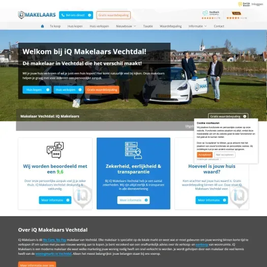 Screenshot van de website van www.iqmakelaarsvechtdal.nl