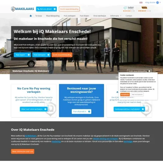 Screenshot van de website van www.iqmakelaarsenschede.nl