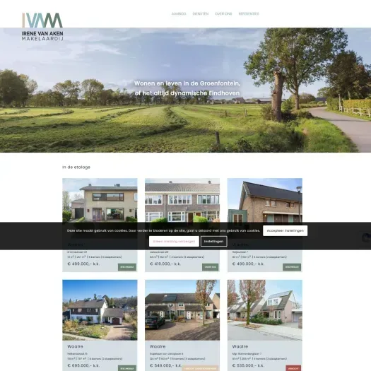 Screenshot van de website van www.vanakenmakelaardij.nl