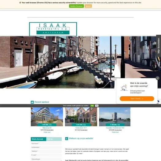 Screenshot of the website of www.isaak.nl