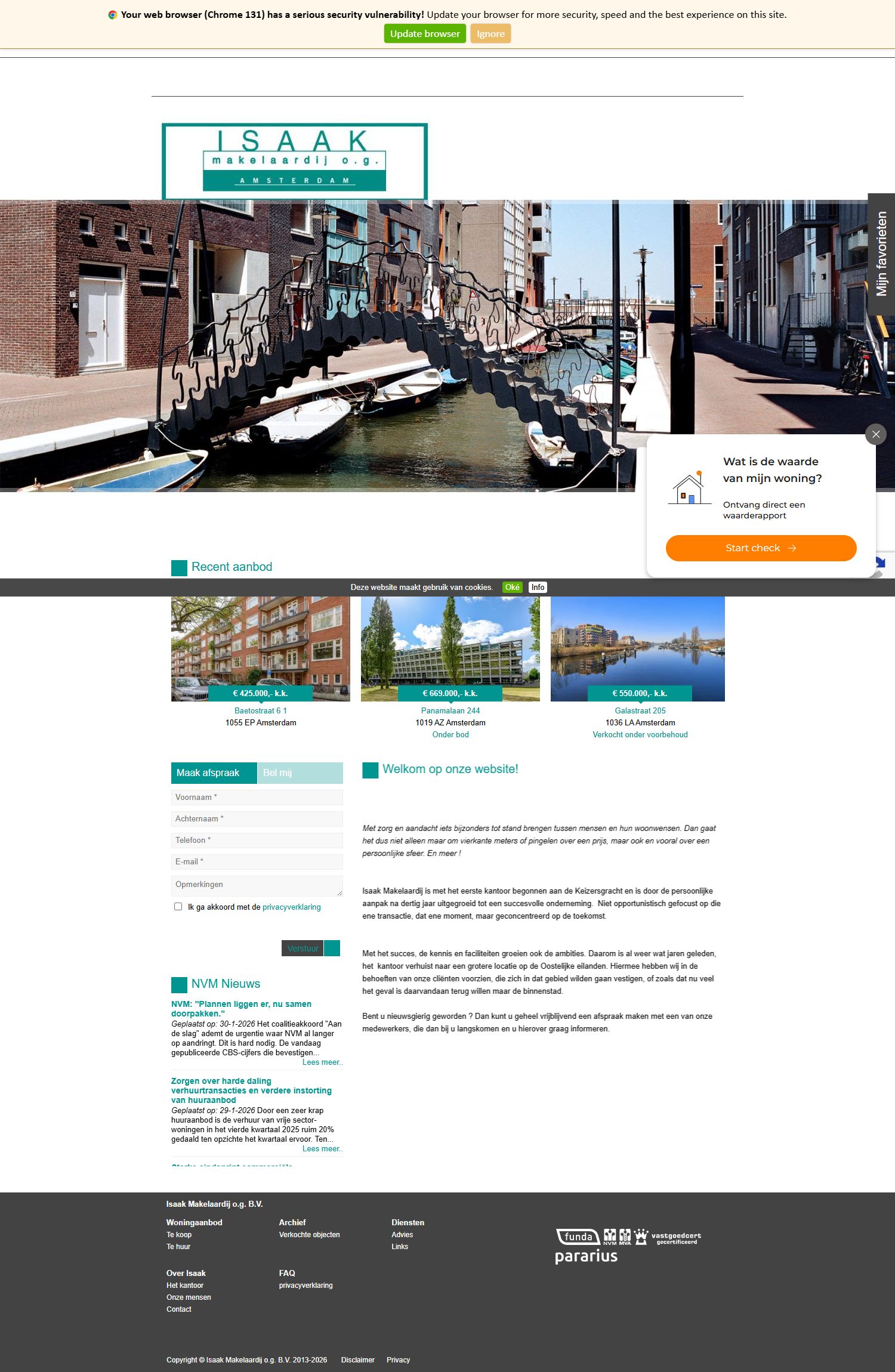 Screenshot der Website von www.isaak.nl