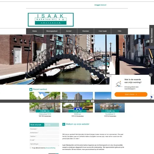 Screenshot van de website van www.isaak.nl