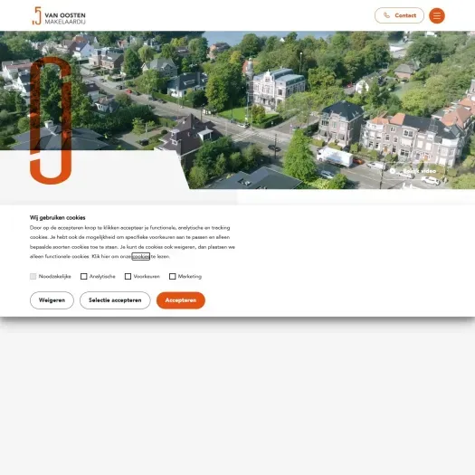 Screenshot van de website van www.vanoostenmakelaardij.nl