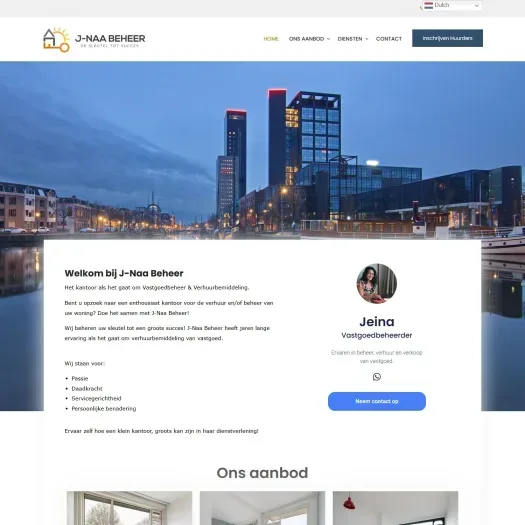 Screenshot of the website of j-naabeheer.nl