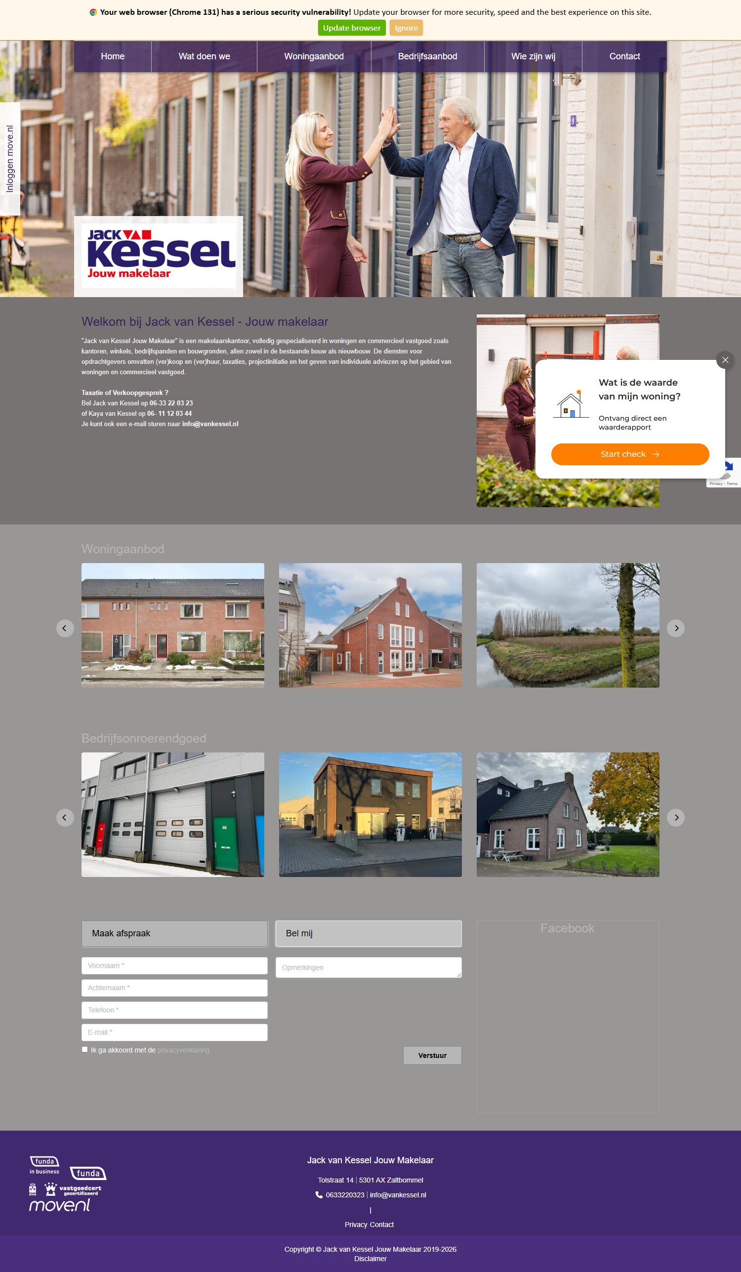Screenshot der Website von www.vankessel.nl