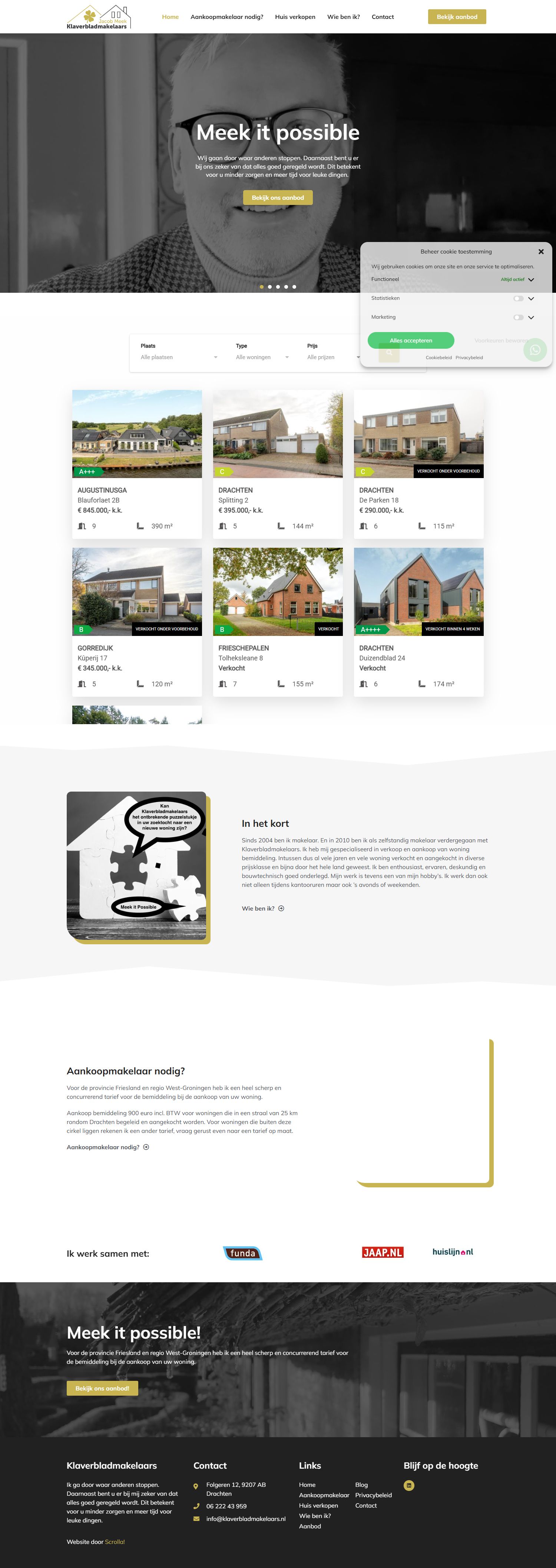 Screenshot der Website von www.klaverbladmakelaars.nl
