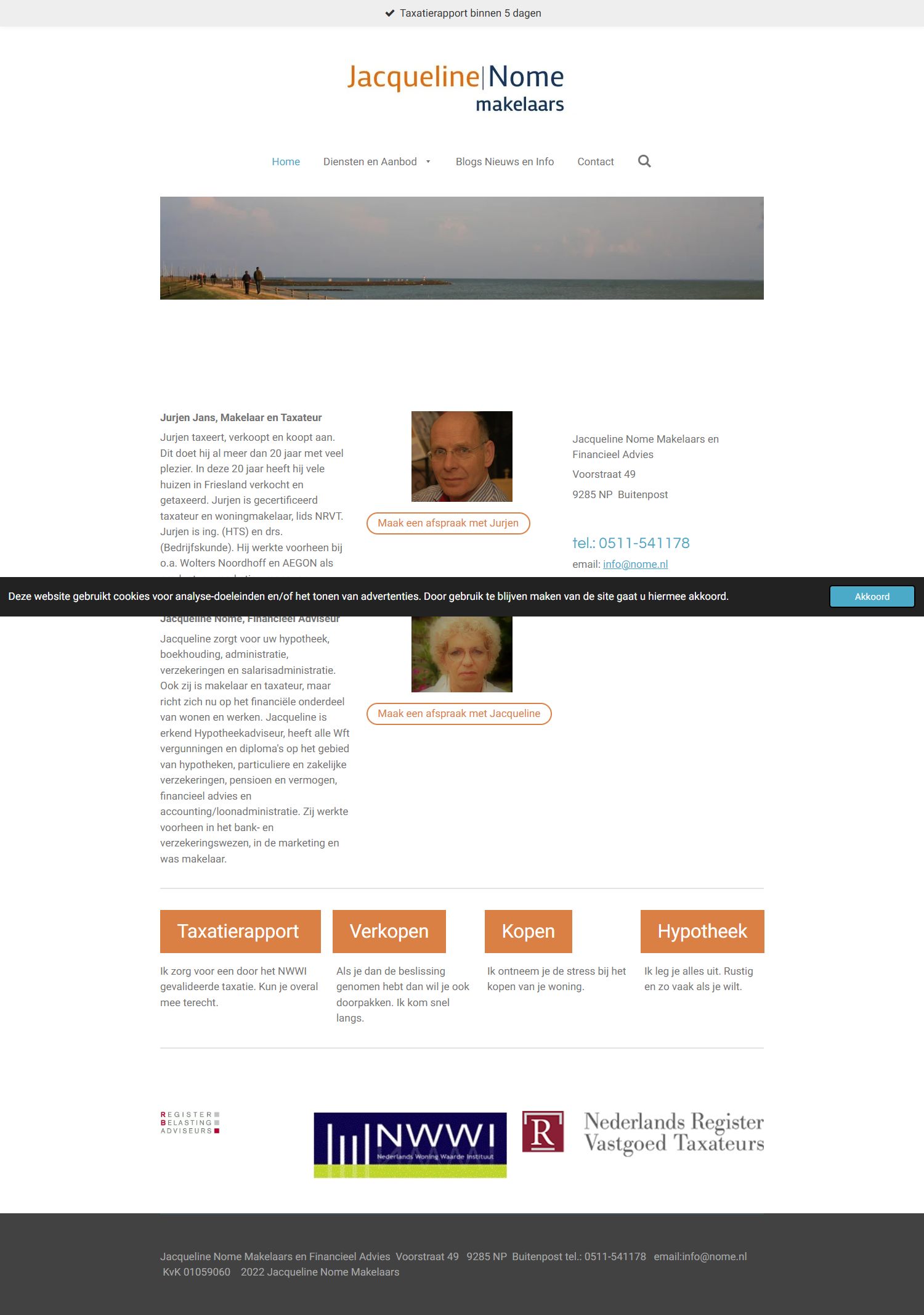 Screenshot der Website von www.nome.nl